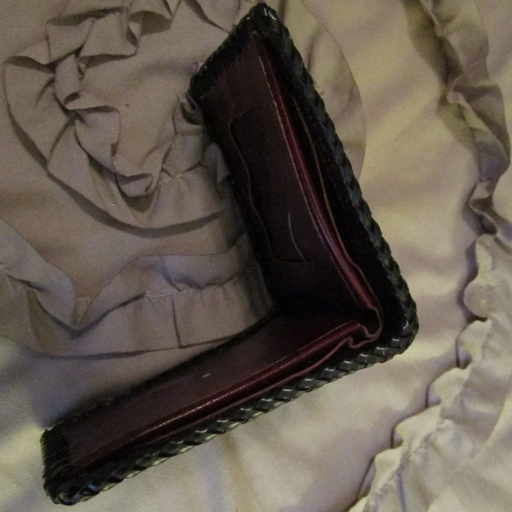 tooled leather folding wallet